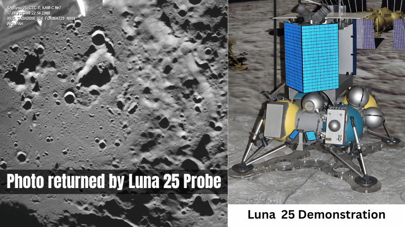 Photo Returned by Luna 25 and Luna 25 Demonstration Image