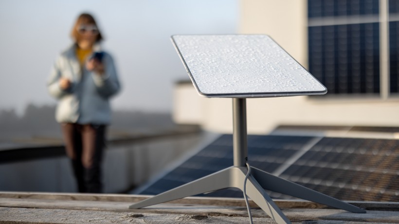 Starlink Transceiver on a Rooftop